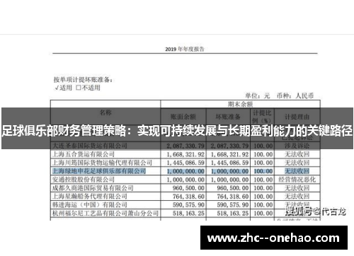 足球俱乐部财务管理策略：实现可持续发展与长期盈利能力的关键路径